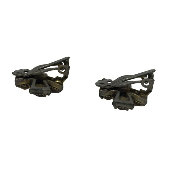 Women's Vintage WEISS Rhinestone Cross Shaped Clip On Earrings - Picture 3 of 4